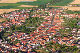 Long Street in Ottersheim bei Landau in the state Rhineland-Palatinate, Germany seen from above