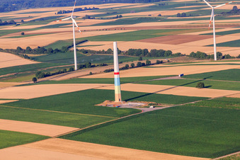 Aerial photograpy of Wind farm construction sites in Offenbach an der Queich in the state Rhineland-Palatinate, Germany