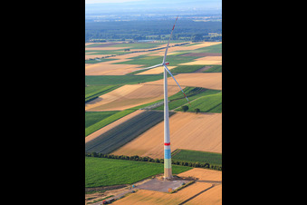 Aerial photograpy of Wind farm construction sites in Offenbach an der Queich in the state Rhineland-Palatinate, Germany