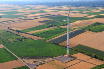 Wind farm construction sites in Offenbach an der Queich in the state Rhineland-Palatinate, Germany out of the air
