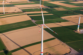 Drone recording of Wind farm construction sites in Offenbach an der Queich in the state Rhineland-Palatinate, Germany
