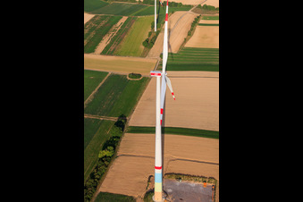 Wind farm construction sites in Offenbach an der Queich in the state Rhineland-Palatinate, Germany from the drone perspective