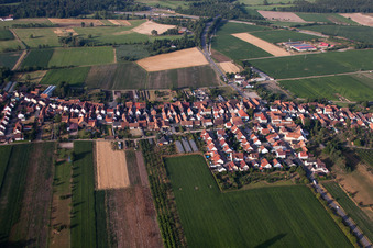 From the north in Erlenbach bei Kandel in the state Rhineland-Palatinate, Germany from the drone perspective