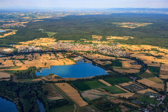 Bagersee Willersinn in front of the city from the east in Hagenbach in the state Rhineland-Palatinate, Germany