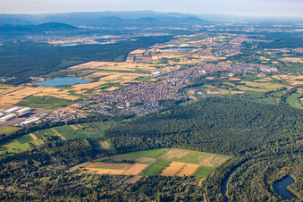 Aerial view of From the northwest in the district Forchheim in Rheinstetten in the state Baden-Wuerttemberg, Germany
