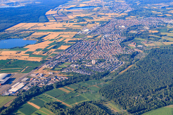 View from the north in the district Forchheim in Rheinstetten in the state Baden-Wuerttemberg, Germany