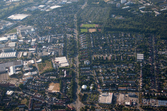 Aerial view of Pulverhausstr in the district Grünwinkel in Karlsruhe in the state Baden-Wuerttemberg, Germany