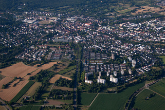 Aerial view of Ettlingen in the state Baden-Wuerttemberg, Germany