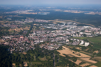Oblique view of Ettlingen in the state Baden-Wuerttemberg, Germany