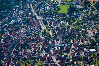 Aerial view of District Ellmendingen in Keltern in the state Baden-Wuerttemberg, Germany