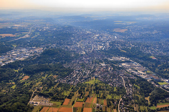 City view from the west in the district Brötzingen in Pforzheim in the state Baden-Wuerttemberg, Germany