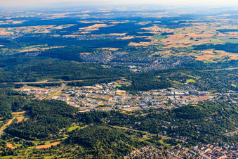 Karlsruher Straße commercial area from the south in the district Brötzingen in Pforzheim in the state Baden-Wuerttemberg, Germany