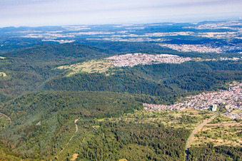 Oblique view of District Büchenbronn in Pforzheim in the state Baden-Wuerttemberg, Germany
