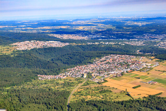 Northern Black Forest from the southeast in the district Huchenfeld in Pforzheim in the state Baden-Wuerttemberg, Germany