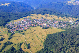 Aerial view of View of the town from the northwest in the district Schellbronn in Neuhausen in the state Baden-Wuerttemberg, Germany