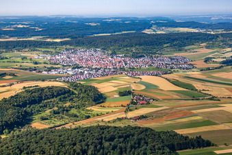 From the southwest in the district Malmsheim in Renningen in the state Baden-Wuerttemberg, Germany
