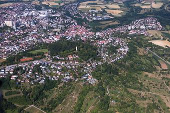 Oblique view of Engelberg Tower, Engelberg Meadow in Leonberg in the state Baden-Wuerttemberg, Germany