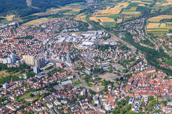 City overview from the east in Leonberg in the state Baden-Wuerttemberg, Germany