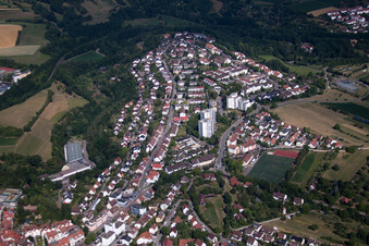 Aerial view of Heinrich-Längerer Street in Leonberg in the state Baden-Wuerttemberg, Germany