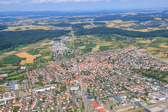 City overview from the east in Rutesheim in the state Baden-Wuerttemberg, Germany