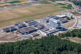 Research building and office complex of Robert Bosch GmbH Zentrum fuer Forschung and Vorausentwicklung at glider airfield in Renningen in the state Baden-Wurttemberg, Germany