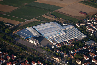 Kardex Remstar Produktion Deutschland GmbH factory premises Kardex-Platz in Bellheim in the state Rhineland-Palatinate, Germany from the plane