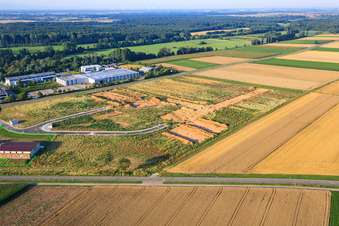 Aerial photograpy of Archaeological excavation at the new W II industrial park in Herxheim bei Landau in the state Rhineland-Palatinate, Germany