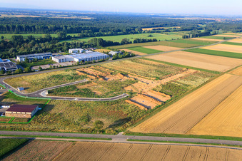 Oblique view of Archaeological excavation at the new W II industrial park in Herxheim bei Landau in the state Rhineland-Palatinate, Germany