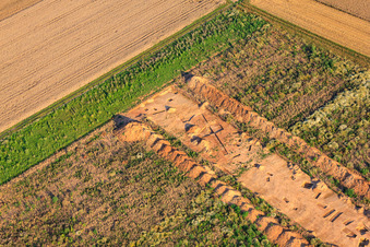 Drone recording of Archaeological excavation at the new W II industrial park in Herxheim bei Landau in the state Rhineland-Palatinate, Germany