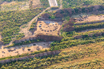Archaeological excavation at the new W II industrial park in Herxheim bei Landau in the state Rhineland-Palatinate, Germany seen from a drone