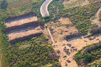 Aerial view of Archaeological excavation at the new W II industrial park in Herxheim bei Landau in the state Rhineland-Palatinate, Germany
