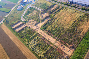 Aerial photograpy of Archaeological excavation at the new W II industrial park in Herxheim bei Landau in the state Rhineland-Palatinate, Germany