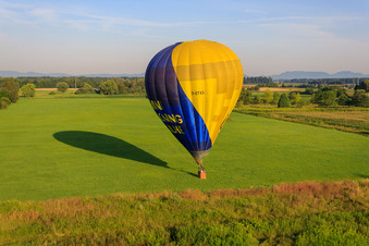 Landing of a hot air balloon D-OTKA in Erlenbach bei Kandel in the state Rhineland-Palatinate, Germany from the plane