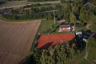 Aerial view of Tennis Club in Erlenbach bei Kandel in the state Rhineland-Palatinate, Germany