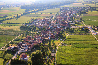 Aerial view of Village view from the west in Erlenbach bei Kandel in the state Rhineland-Palatinate, Germany