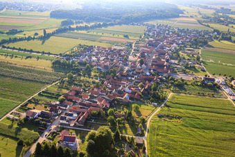 Aerial photograpy of Village view from the west in Erlenbach bei Kandel in the state Rhineland-Palatinate, Germany