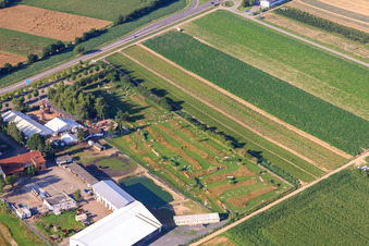 Aerial photograpy of Southern Palatinate Football Golf Park at Adamshof Kandel in Kandel in the state Rhineland-Palatinate, Germany