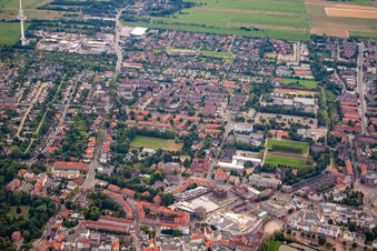 Aerial view of Westerwischweg in Cuxhaven in the state Lower Saxony, Germany