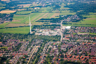An Querkamp industrial estate from the east in the district Süder- und Westerwisch in Cuxhaven in the state Lower Saxony, Germany