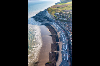Aerial view of Plague in Mers-les-Bains in the state Somme, France