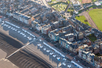 Aerial view of Mers-les-Bains in the state Somme, France