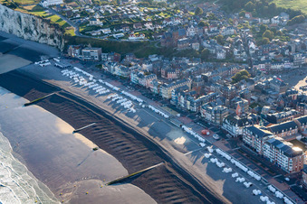 Beach landscape on the Coast to the English Channel in Mers les Bains in Hauts-de-France, France