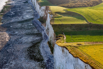 Aerial view of Falaise in Mers-les-Bains in the state Somme, France
