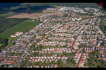 Aerial view of From the west in Bellheim in the state Rhineland-Palatinate, Germany