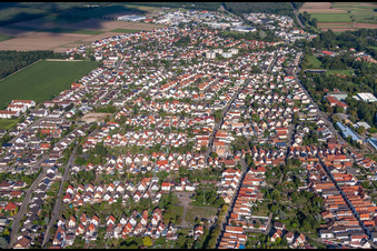 Aerial photograpy of From the west in Bellheim in the state Rhineland-Palatinate, Germany