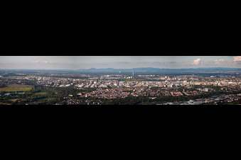 Panoramic perspective of Building and production halls on the premises of the chemical manufacturers BASF in Ludwigshafen am Rhein in the state Rhineland-Palatinate, Germany