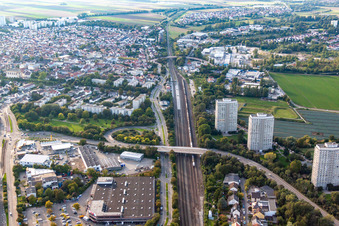 Bird's eye view of BG Accident Clinic in the district Oggersheim in Ludwigshafen am Rhein in the state Rhineland-Palatinate, Germany