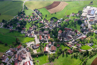 Village - view on the edge of agricultural fields and farmland in Boll in the state Baden-Wurttemberg, Germany