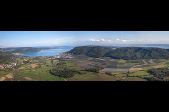 Aerial photograpy of Village on the banks of the area Lake Constance in the district Bodman in Bodman-Ludwigshafen in the state Baden-Wurttemberg