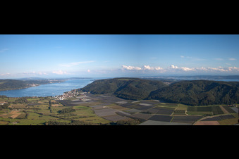 Oblique view of Village on the banks of the area Lake Constance in the district Bodman in Bodman-Ludwigshafen in the state Baden-Wurttemberg